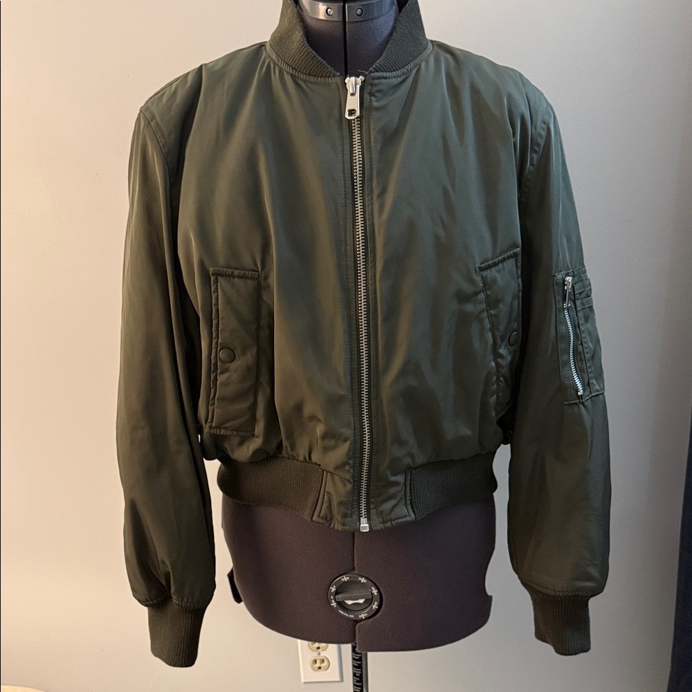Zara Dark Green Bomber Jacket